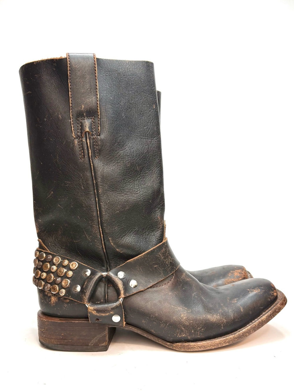 Freebird Distressed Brown Leather Harness Boots | 9